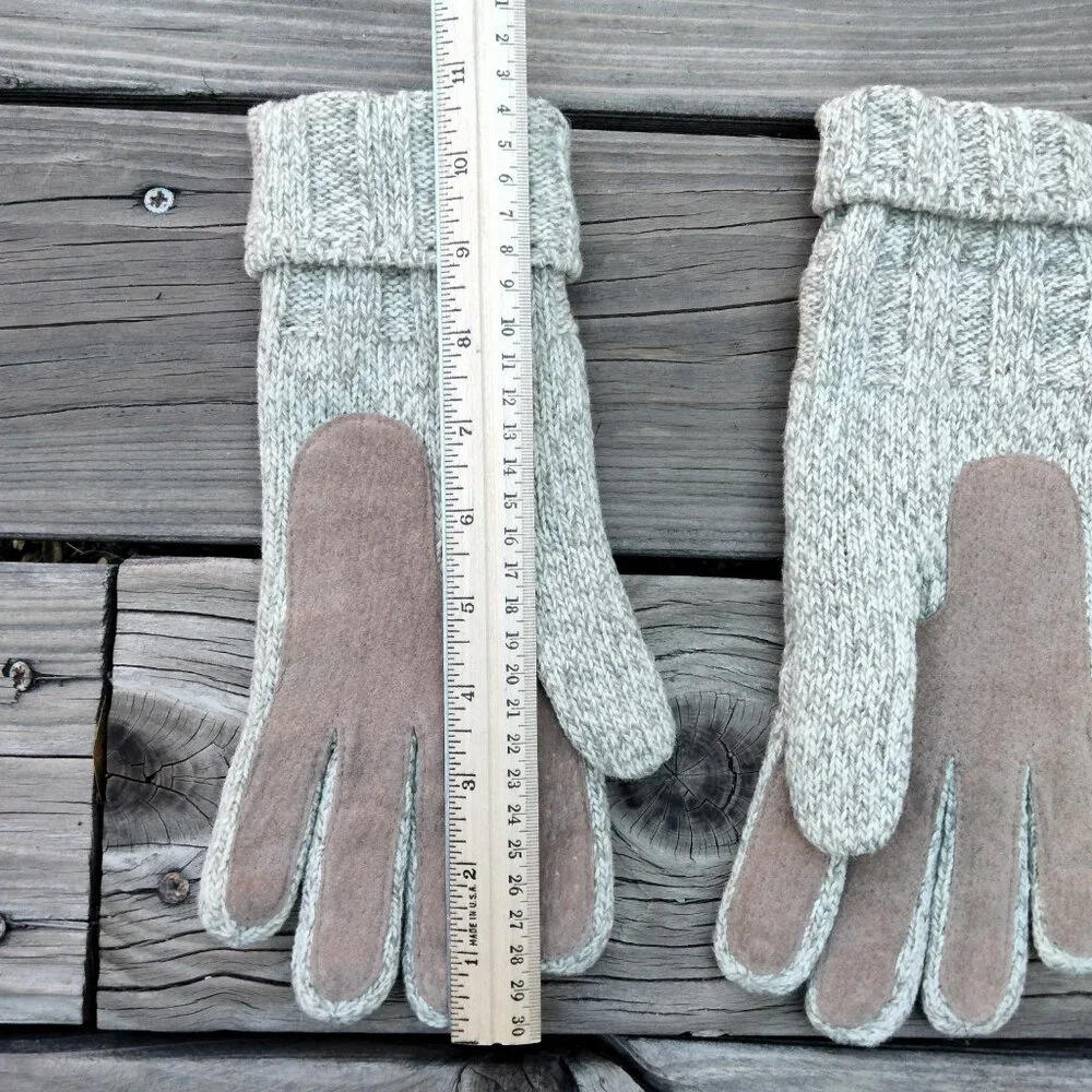 One Size VTG Wool Suede Blend Beige Fleece Lined Gloves RN#17541